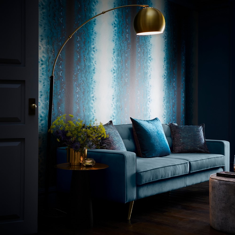 Disperse Wallpaper W0149 04 by Clarke and Clarke in Teal Blue